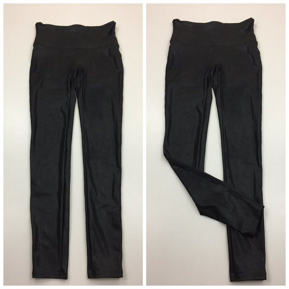 ASSETS Spanx Sara Blakely Textured Black Coated Slimming Shaping Leggings